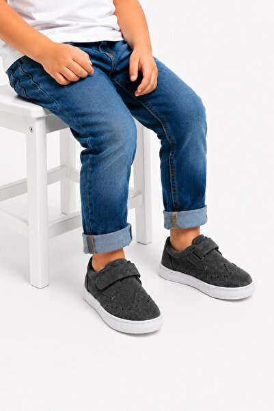Ewen Tomm Pantofi casual pentru copii din piele intoarsa premium cu velcro