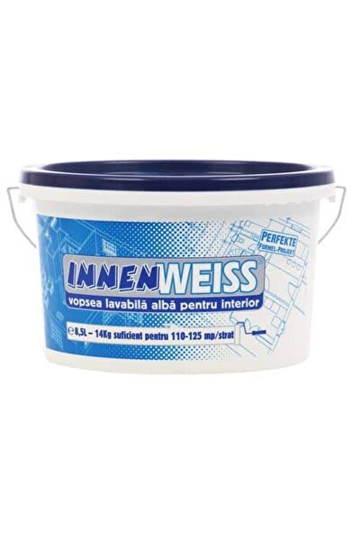 WEISS Vopsea lavabilă pentru interior, 8.5 L, ALB INTERIOR, Alb / EXT10010