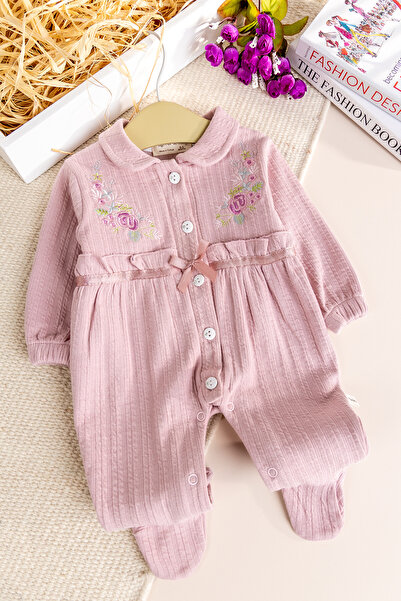 Babymod Floral Embroidered Baby Collar Baby Girl Jumpsuit