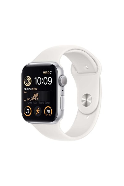 Apple Watch SE GPS 44mm Silver Aluminum Case with White Sport Band - Regular