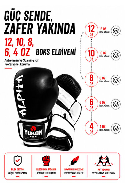 cayenna Alpha Boks Eldiveni 4-6-8-10-12 Oz Seçenekli Dayanıklı Antrenman ve S...