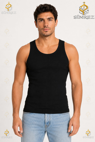 SİNREZ Men's Halter Neck Lycra Sports Singlet with Denim Pants Mannequin