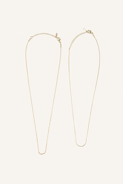DeFacto Women's Gold Color 2-Piece Necklace H2704Axns