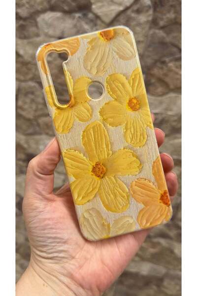 Vip Case Redmi Note 8 Uyumlu Sarı Çiçek Desenli Şeffaf Darbe Emici Kamera Kor...