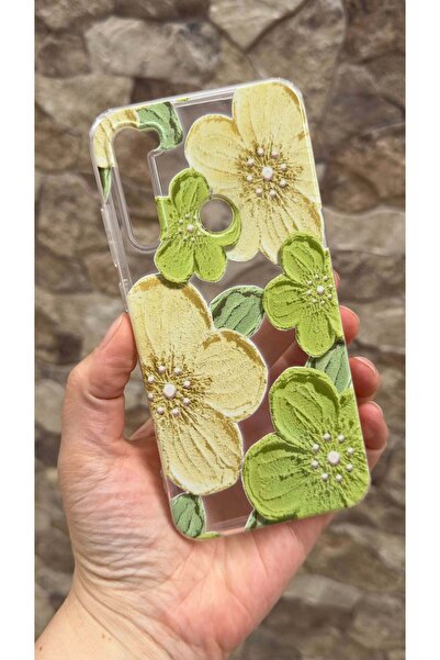 Vip Case Redmi Note 8 Uyumlu Yeşil Çiçek Desenli Şeffaf Darbe Emici Kamera Ko...