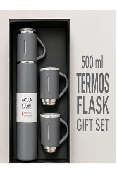 NO BRAND Termos izolat în vid cu 3 căni de 500 ml