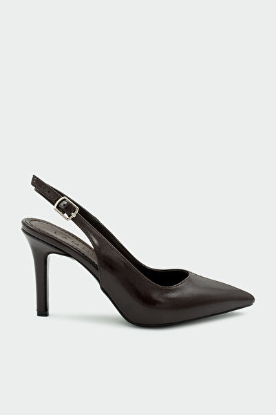 LAMİNTA Orika Women's Bitter Brown Heeled Shoes with Sewing Detail
