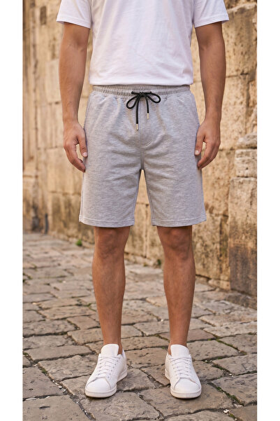 bgm fashion Unisex regenerisane šortseve od češljanog pamuka sa dva niti, siv...