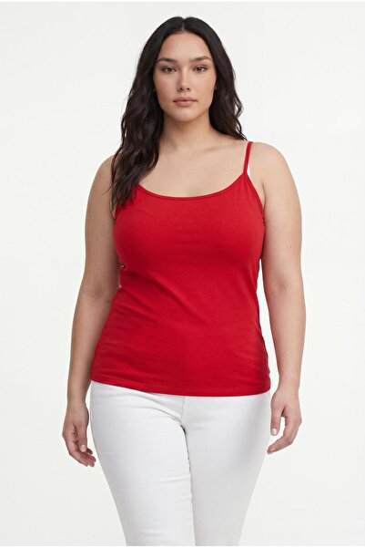 Ebsumu Women's Plus Size Knitted Red Blouse with Rope Straps