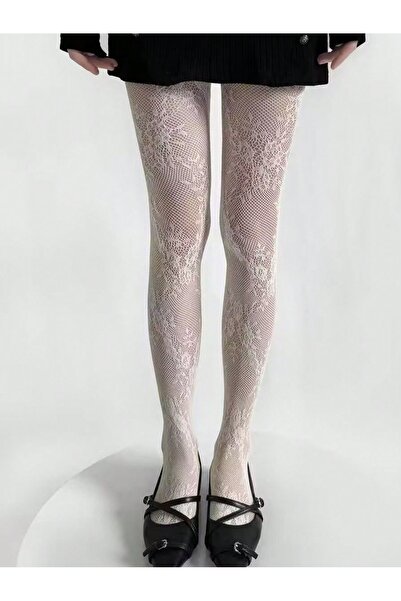 Bernato Special Woven Floral Pattern Transparent Women's Socks, 4 Color Options