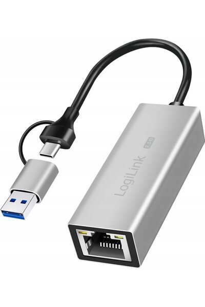 LogiLink Adaptor USB-A/-C la Ethernet 2,5G, gri