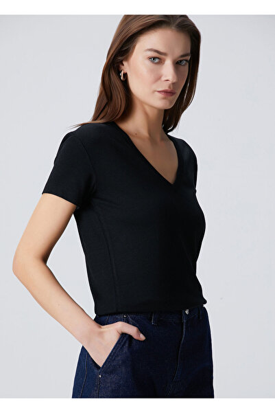 Beymen Collection Siyah İpek Karışımlı T-shirt