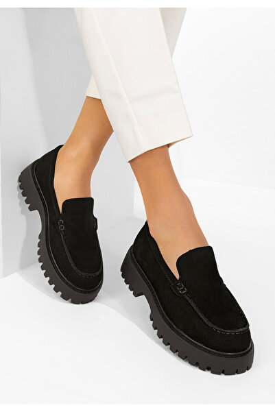 B T Shoes Mocasini dama cu talpa groasa Analeia negri
