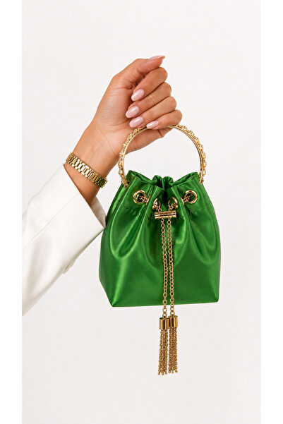 Bags Italia Μίνι γυναικεία τσάντα - κρυστάλλινη λαβή & μεταλλική αλυσίδα