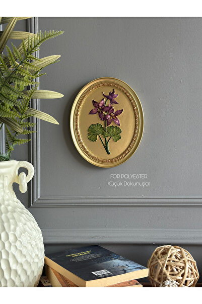 FOR POLYESTER Küçük Dokunuşlar Dekoratif Flowers Duvar Aksesuarı Oval Pano Bi...
