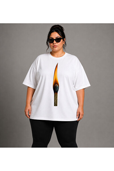VODEXA Tricou oversize unisex cu imprimeu Match, 100% bumbac, mărime mare, cr...