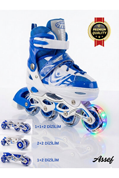 assef Sports Paten Çocuk Paten Işıklı Paten Silikon Teker Paten Ayarlanabilir...