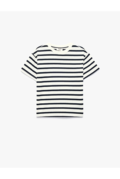 Koton Tricou cu mânecă scurtă, cu decolteu rotund, supradimensionat, cu dungi