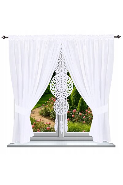 NOW-ART Cortină Gata, 200x130, Poliester, Design Elegant, Pentru Living, Alb
