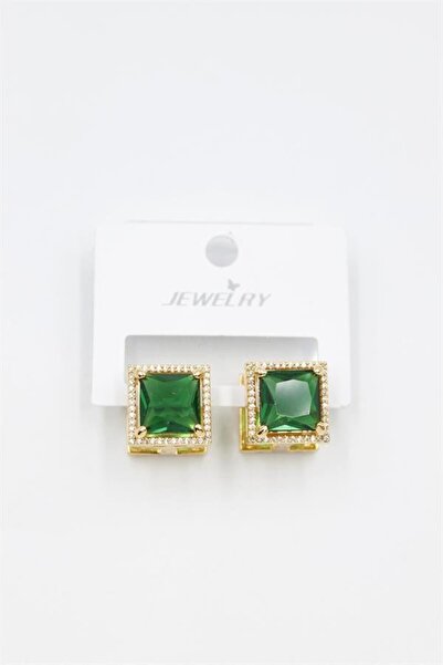 atastore2017 Square Jewelled Earrings - Green