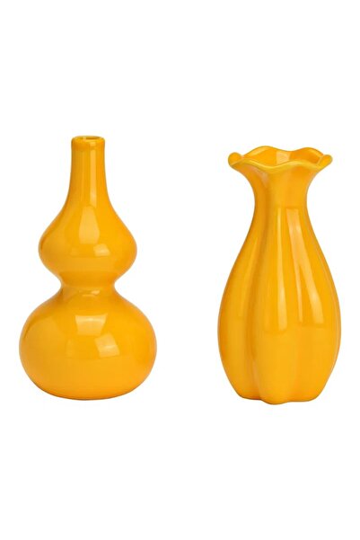 DecoDepot Ceramic vase, yellow, 8x15x8 cm