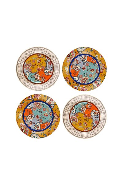 Lucky Art Luckyart Paisley Bone 20 cm 4'lü Yuvarlak Tabak Seti