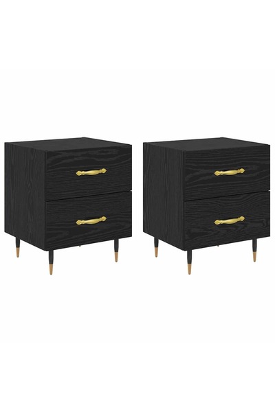 vidaxl Dulap de noapte cu sertar 2 pcs Stejar Negru 40 x 35 x 47,5 cm