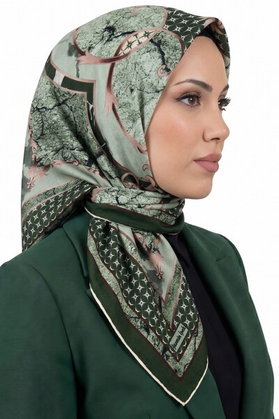 hadiora Women's Green Abstract Patterned Organic Soft Cotton Scarf