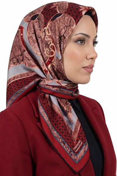 hadiora Women's Red Abstract Patterned Organic Soft Cotton Scarf