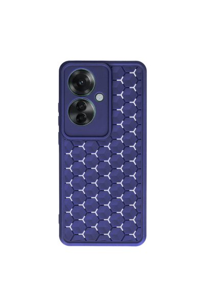 TakÇalıştır Reno 11F Compatible Case Honeycomb Silicone Cover - Navy Blue