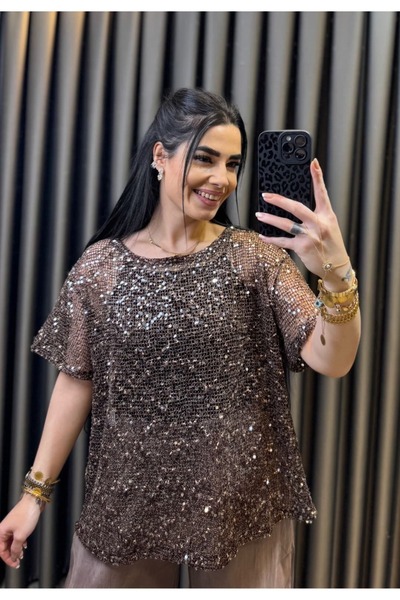 Nisam بلوزة كاجوال مزينة بالترتر
