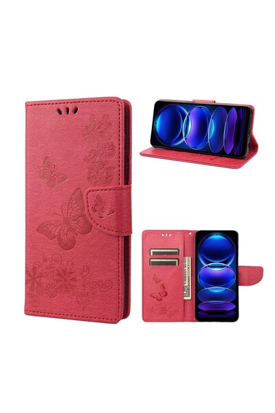 sscase Butterfly Embossed Horizontal Θήκη Πορτοφόλι Red (Xiaomi Redmi Note 12...