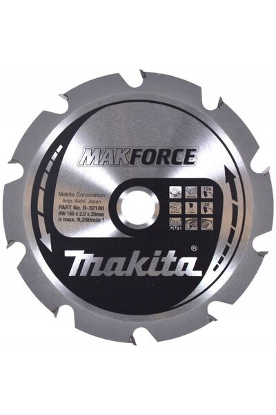 Makita MAKFORCE - Circular saw blade, wood, 165x20x2 mm, 10 teeth