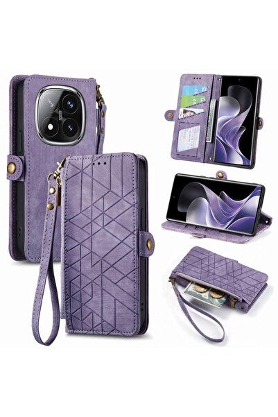 sscase Geometry Zipper Θήκη Πορτοφόλι Purple (Xiaomi Redmi Note 14 Pro 5G/Poc...