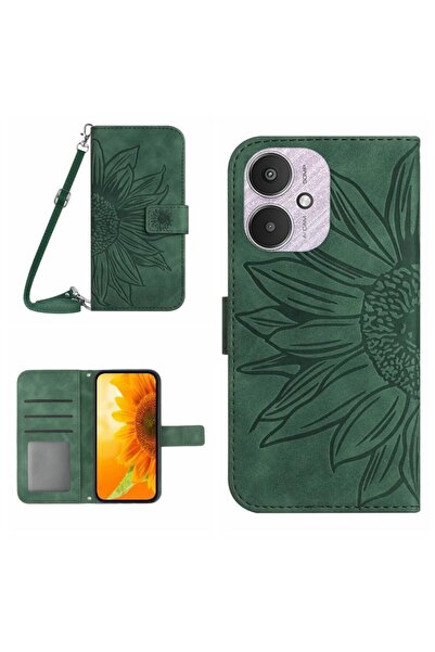 sscase Sun Flower Θήκη Πορτοφόλι με Λουράκι Green (Xiaomi Redmi 13C/Poco C65)