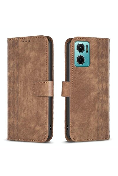 sscase Plaid Embossed Θήκη Πορτοφόλι Brown (Xiaomi Redmi 10 5G)