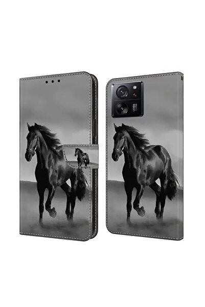 sscase Colored Drawing Θήκη Πορτοφόλι Black Horse (Xiaomi 13T / 13T Pro)
