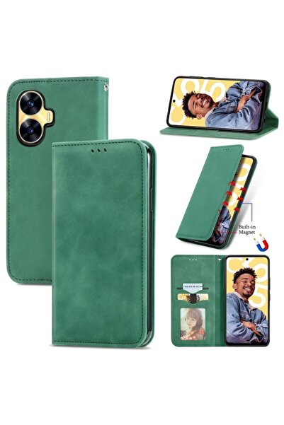 sscase Retro Magnetic Leather Θήκη Πορτοφόλι Green (Realme C55)