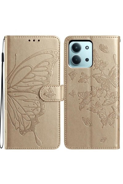 sscase Butterflies Θήκη Πορτοφόλι Gold (Xiaomi Redmi 15C 4G-5G / Poco C85 4G)