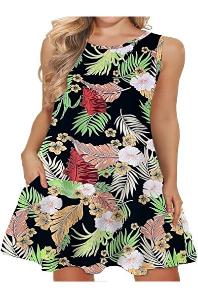 WNEEDU Rochie mini casual de vară pentru femei, cu bretele subțiri, decolteu ...