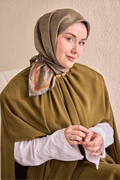 Silk Home وشاح حرير تويلي لين بتصميم أخضر غابوي