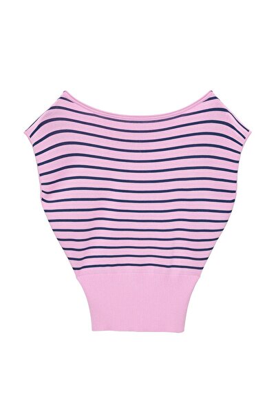 Pull & Bear Asimetrik kısa kollu triko top
