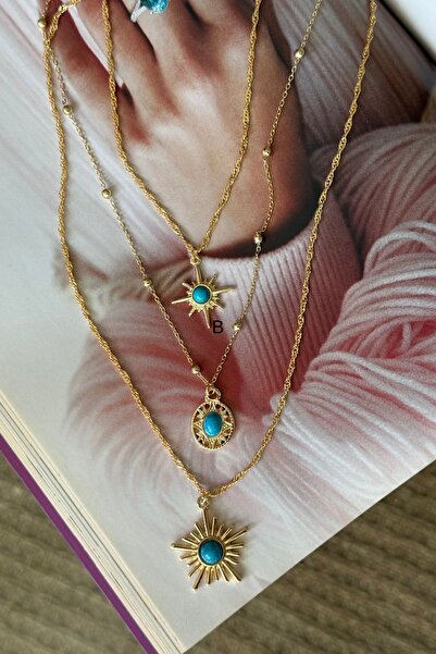 Trendy Butik قلادة فيروزية ثلاثية