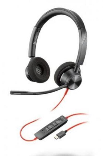 Poly BlackWire 3320 Microsoft Căști USB-C cu microfon, Negru