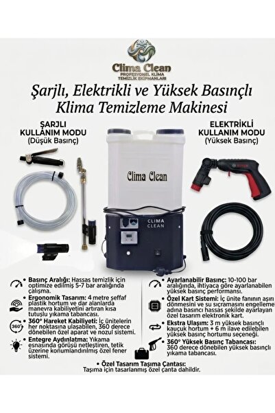 CLİMA CLEAN Elektrikli Ve Şarjlı Klima Temizleme Pompası