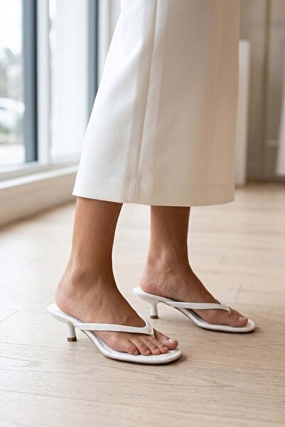 Ayakkabı Fuarı Elit Sis01 Women's Heeled Slippers White