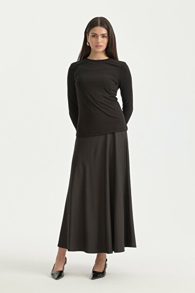 Nihan Basic Knitted Rayon Blend Blouse - Black