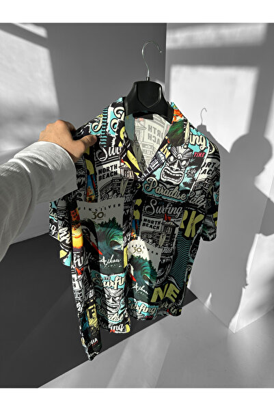 NO1 KONSEPT Paradise Surfing Patterned Summer Efil Efil Alaçatı Shirt