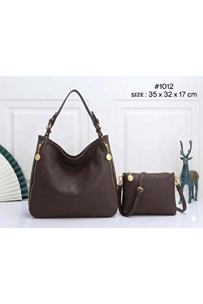Generic Tote Shoulder Bag with small pouch sling bag, Soft Matte Leather, Gol...