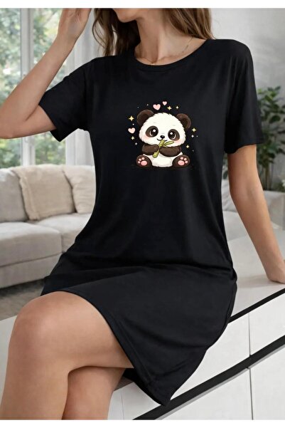 NIGRUM PARDUS YENİ SEZON PANDA BASKILI %100 PAMUK KISA KOLLU YAZLIK SPOR KADI...